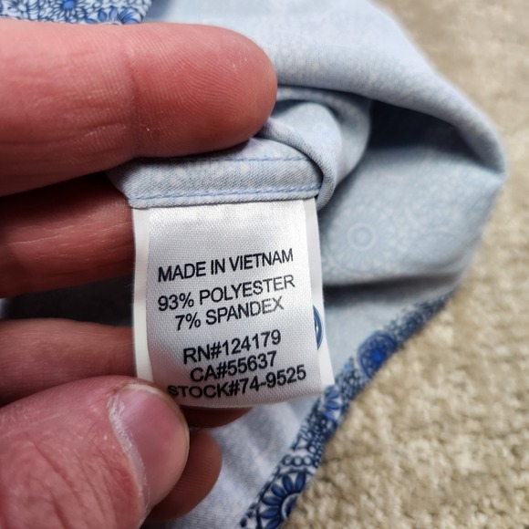 Johnston & Murphy Shirt Men Large Performance Paisley Geometric Flip Cuff Button - Picture 7 of 9